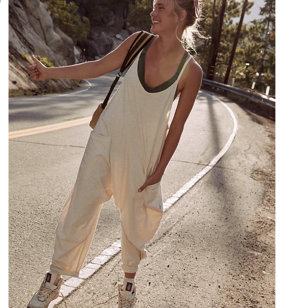 NEW Free People Movement Hot Shot Onesie in Oatmeal Healther